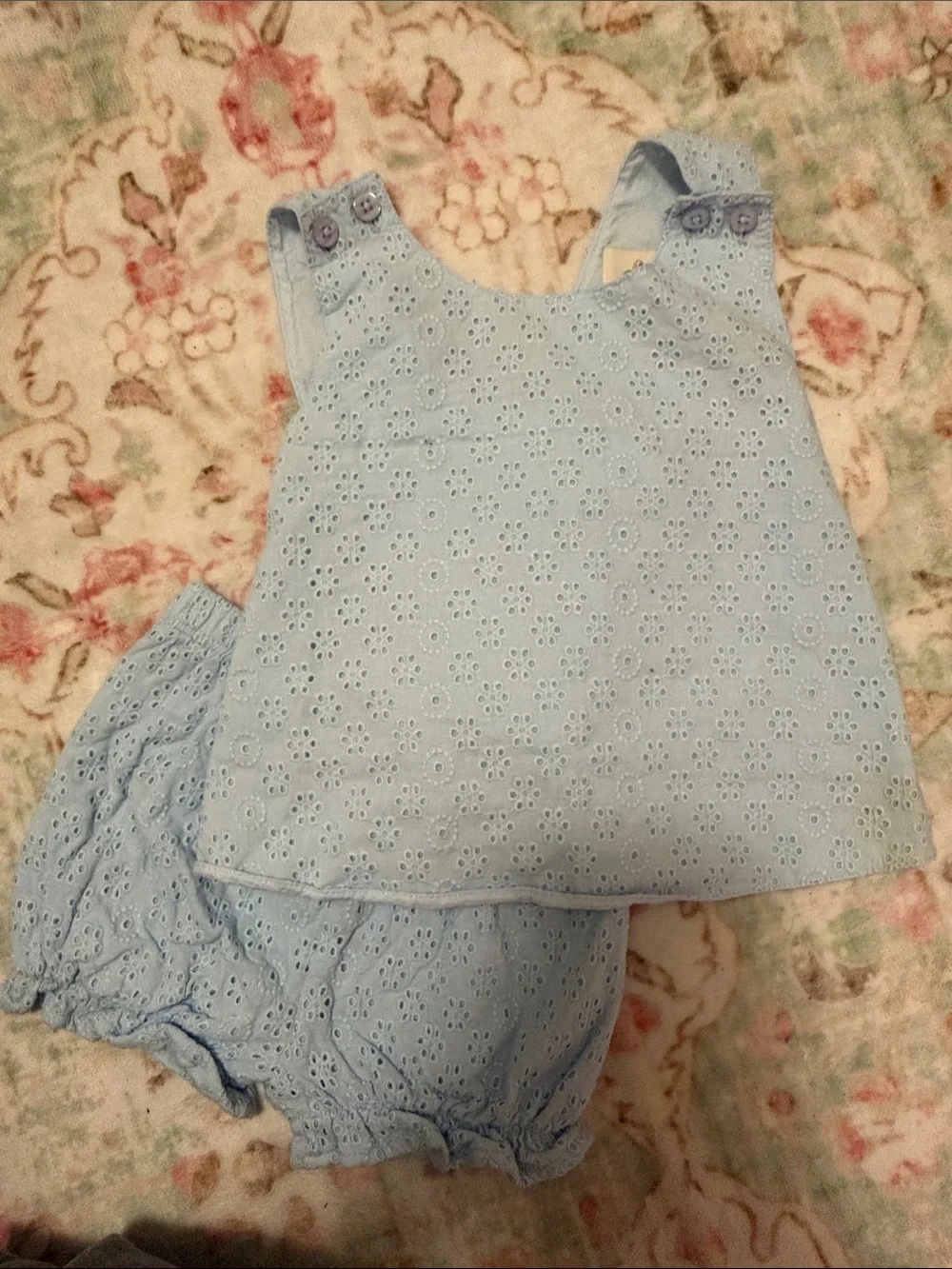 TBBC Light Blue Eyelet Two-Piece Baby Outfit